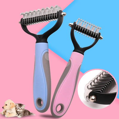 Pets Fur Knot Cutter Dog Grooming Shedding Tools Pet Cat Hair Removal Double-sided Comb Brush