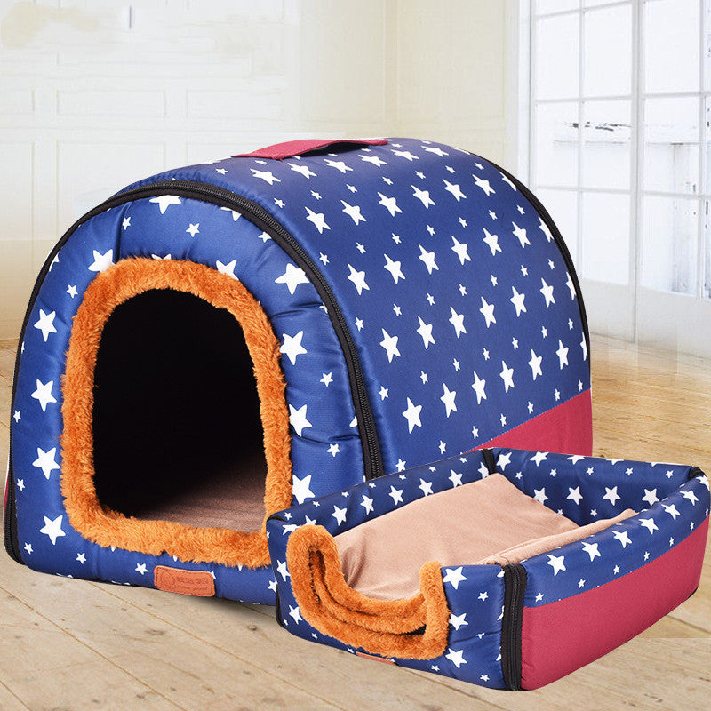 Pet Big Dog House Fully Removable And Washable Pet Kennel Cylinder Portable Dog House Golden Retriever Kennel