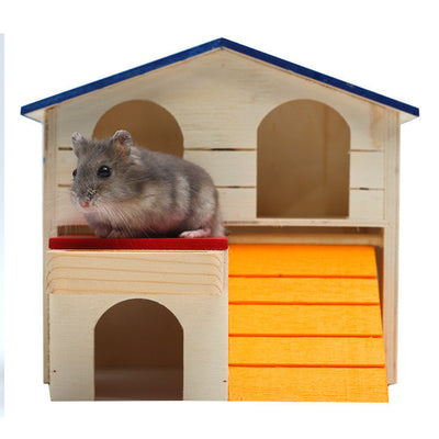 Wooden Hamster Toys Blue Top Villa Hamster