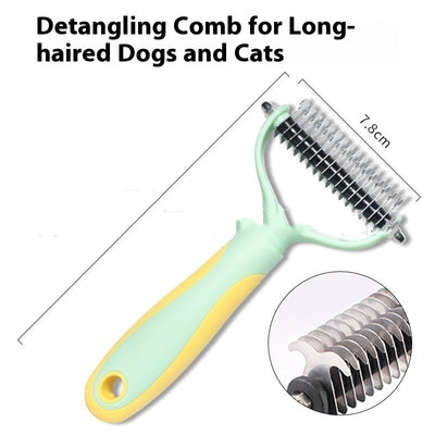 Pets Fur Knot Cutter Dog Grooming Shedding Tools Pet Cat Hair Removal Double-sided Comb Brush