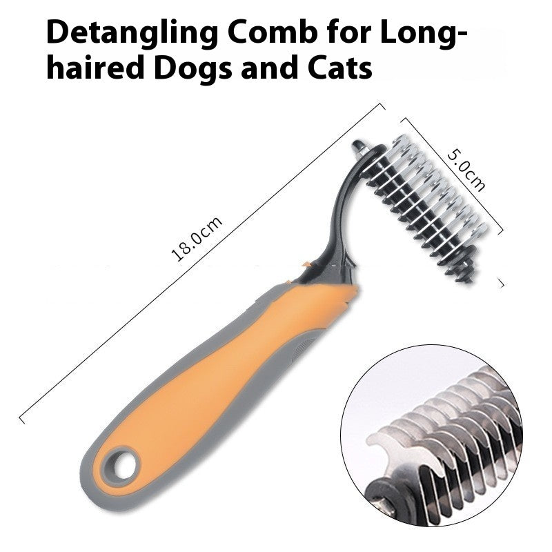 Pets Fur Knot Cutter Dog Grooming Shedding Tools Pet Cat Hair Removal Double-sided Comb Brush