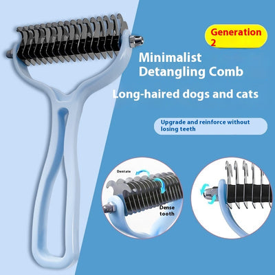 Pets Fur Knot Cutter Dog Grooming Shedding Tools Pet Cat Hair Removal Double-sided Comb Brush