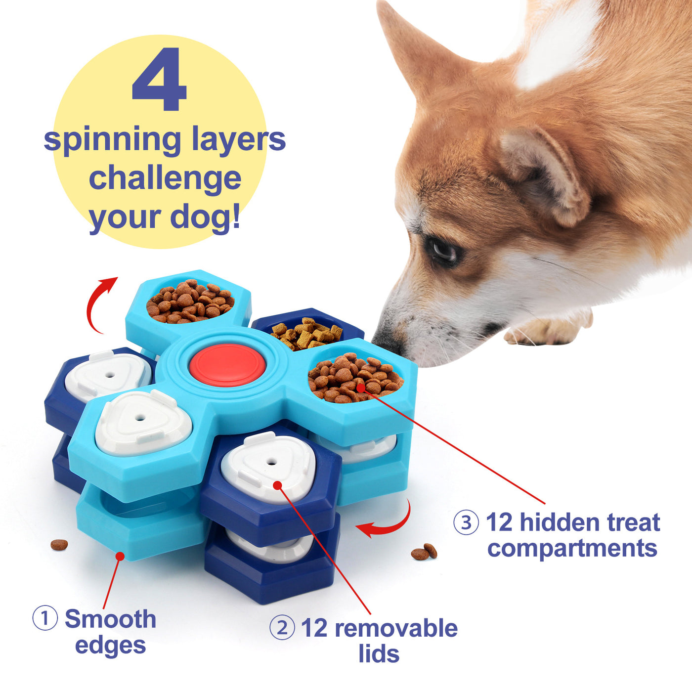 4 Layers Slow Feeder Puzzle Dog Bowls