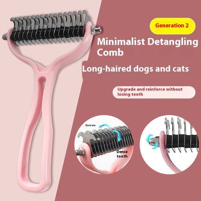 Pets Fur Knot Cutter Dog Grooming Shedding Tools Pet Cat Hair Removal Double-sided Comb Brush