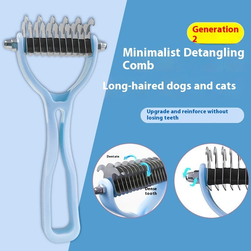 Pets Fur Knot Cutter Dog Grooming Shedding Tools Pet Cat Hair Removal Double-sided Comb Brush