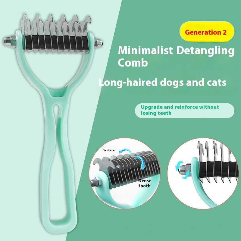 Pets Fur Knot Cutter Dog Grooming Shedding Tools Pet Cat Hair Removal Double-sided Comb Brush