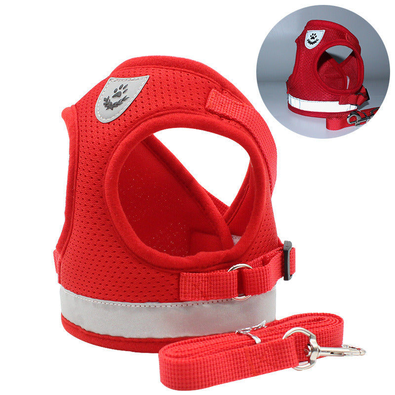 dog Harnesses and dog leash set; Pet Chest Strap Vest Dog Towing Rope Reflective Breathable Dog Rope Pet Supplies Wholesale