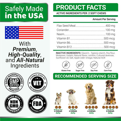 Flea and Tick Prevention for Dogs Chewables 170 Treats Natural Dog Flea and Tick Treatment All Breeds & Ages Made in USA