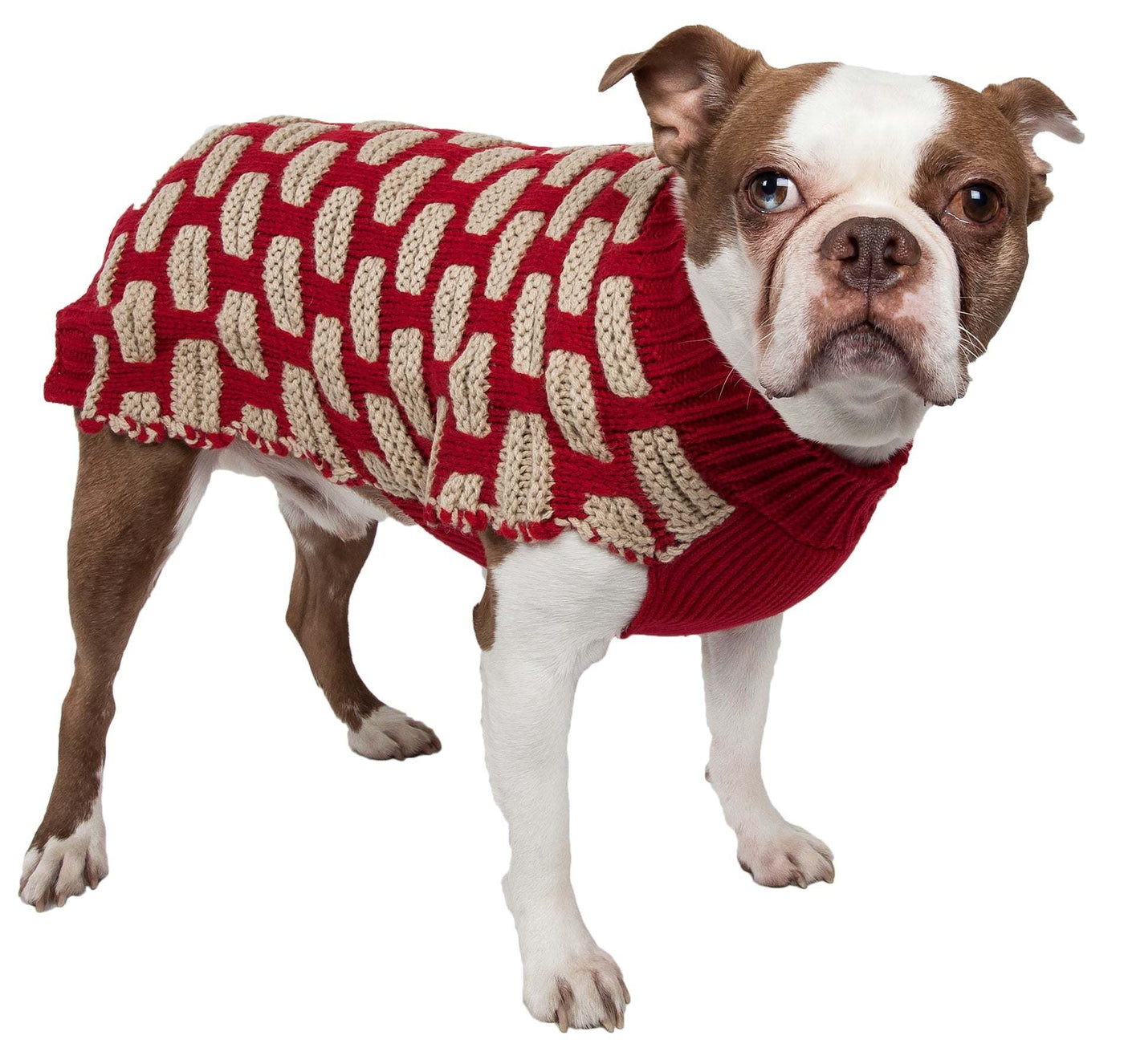 Fashion Weaved Heavy Knit Designer Ribbed Turtle Neck Dog Sweater