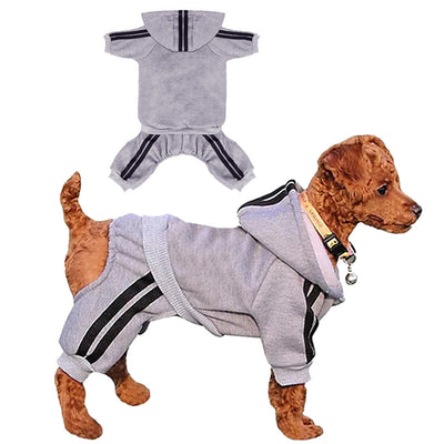 Casual Pet Dog Striped Hoodie Sweatpants Suits