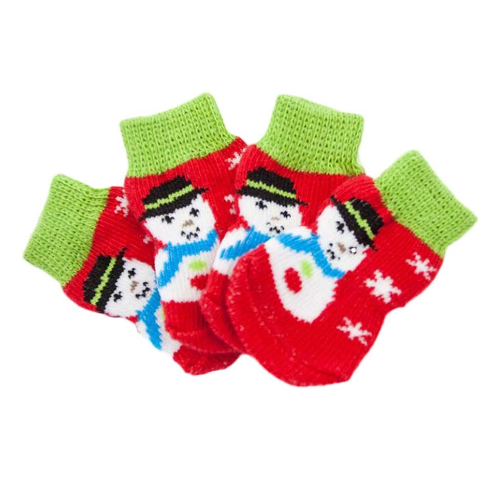 4 Pcs Dog Knitted Pet Socks Cartoon Cute Christmas Puppy