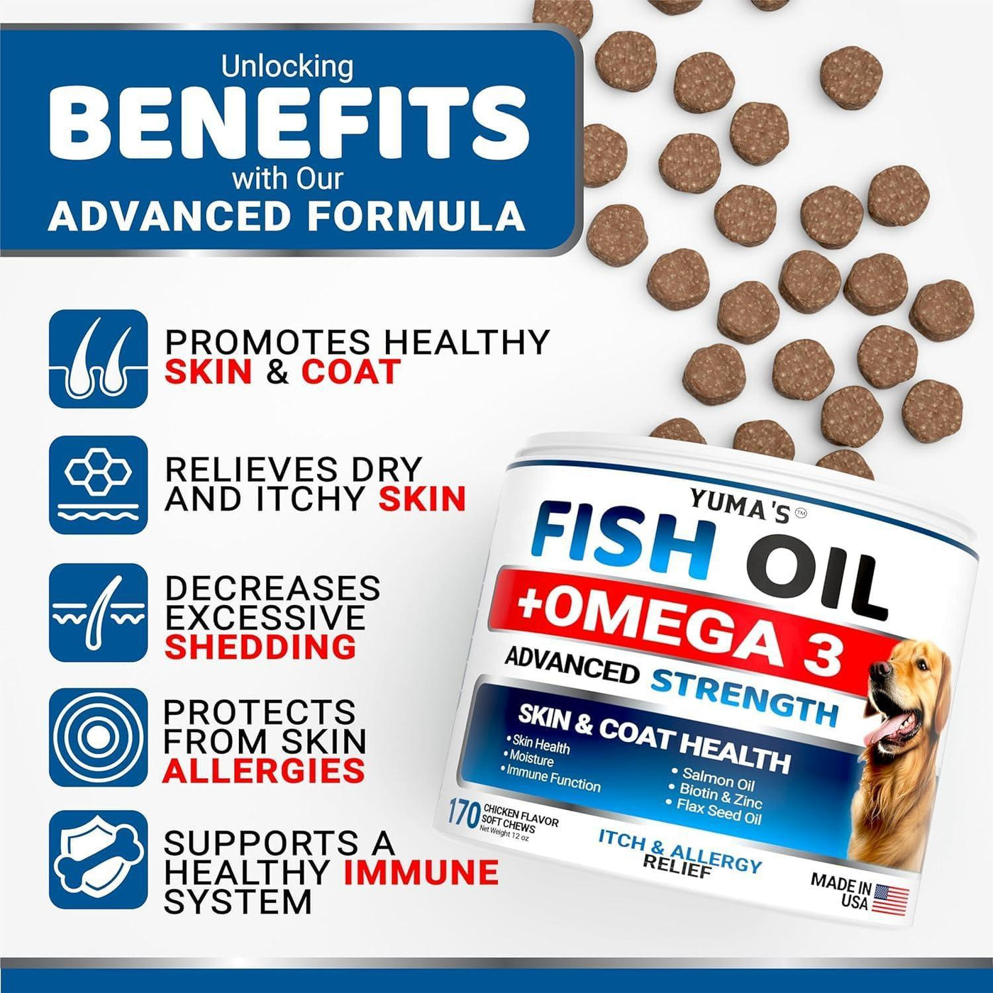 2 Pack Omega 3 Fish Oil for Dogs Skin and Coat