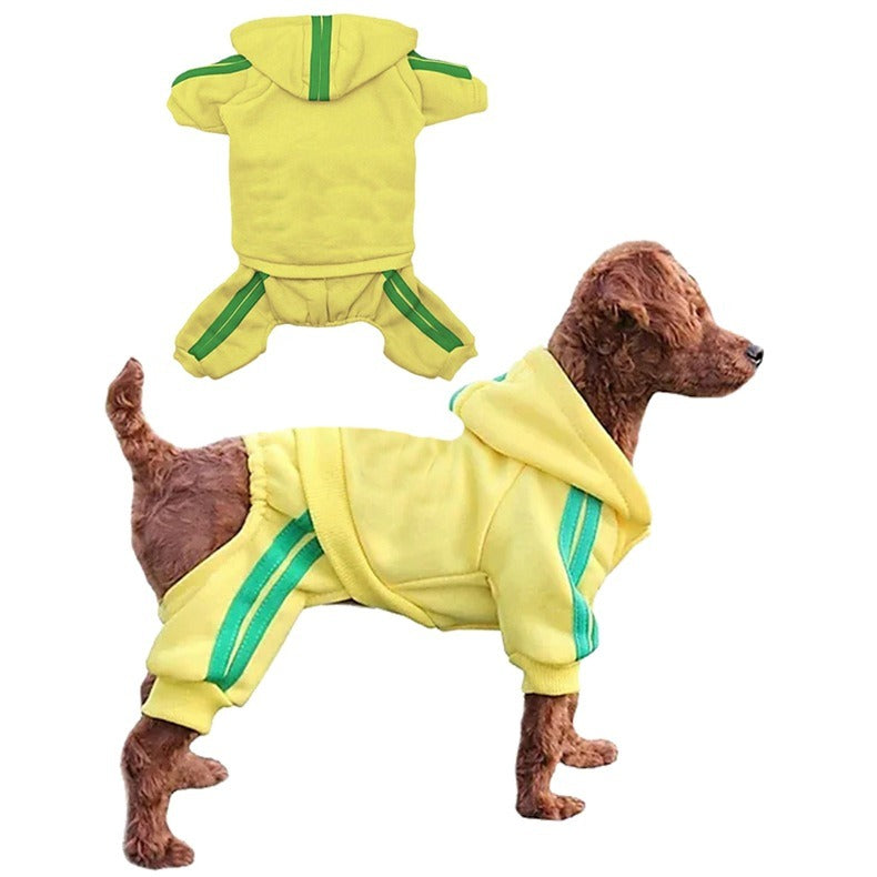 Casual Pet Dog Striped Hoodie Sweatpants Suits