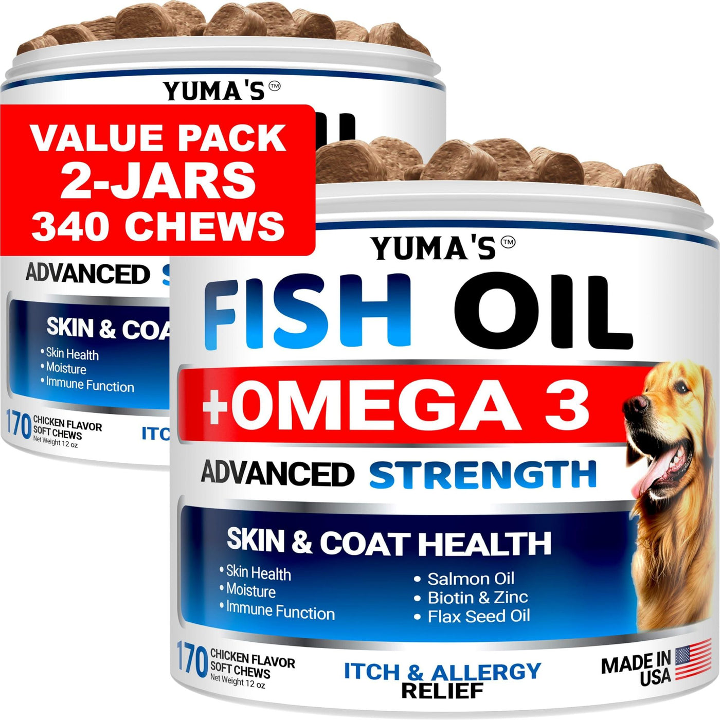 2 Pack Omega 3 Fish Oil for Dogs Skin and Coat