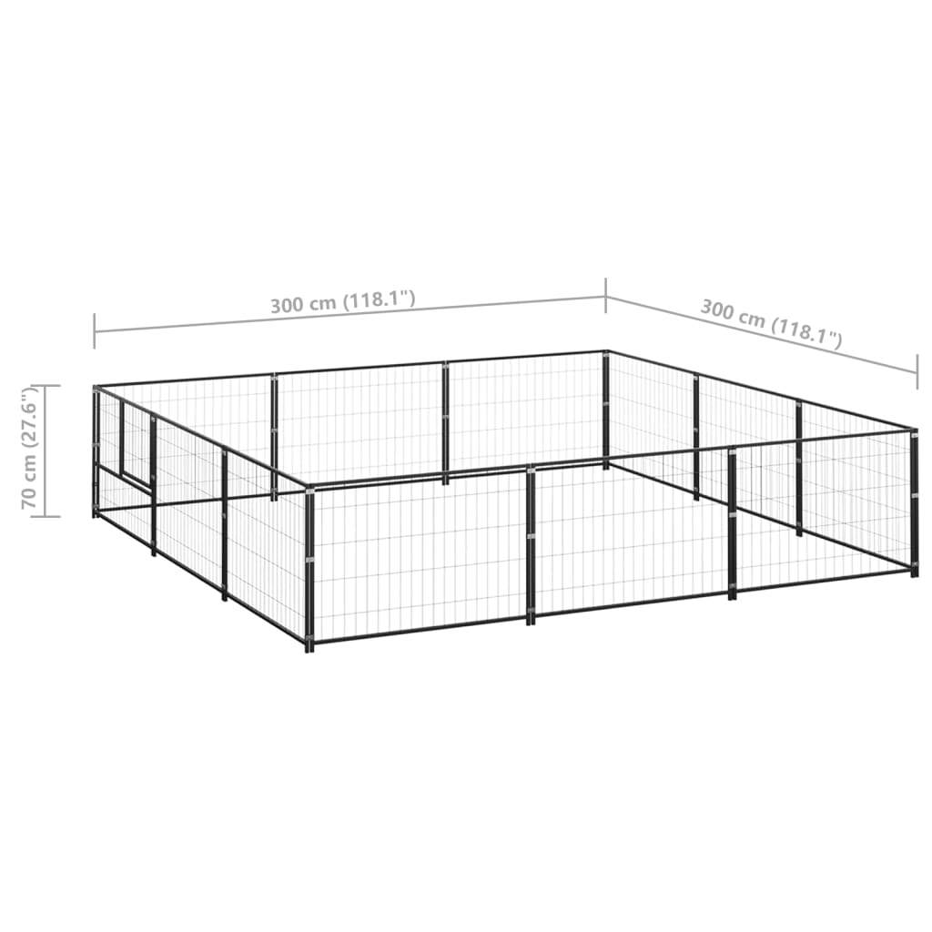 Dog Kennel Black 96.9 ft² Steel