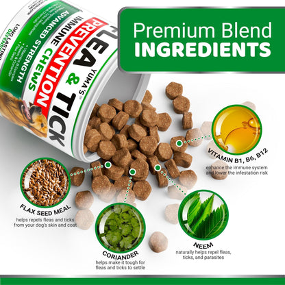 Flea and Tick Prevention for Dogs Chewables 170 Treats Natural Dog Flea and Tick Treatment All Breeds &amp; Ages Made in USA