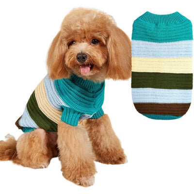 Horizontal Two-Legged Pet Warm Knit Striped Color Knit