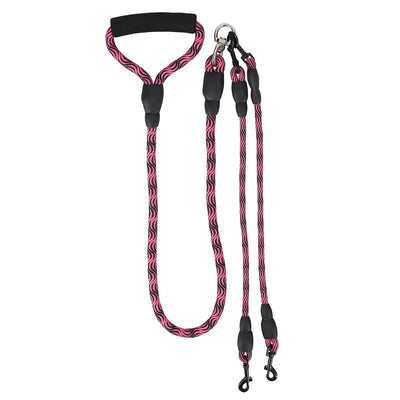 Double Dogs Leash No-Tangle Dogs Lead Reflective Dogs Walking Leash w/ Swivel Coupler Padded Handle