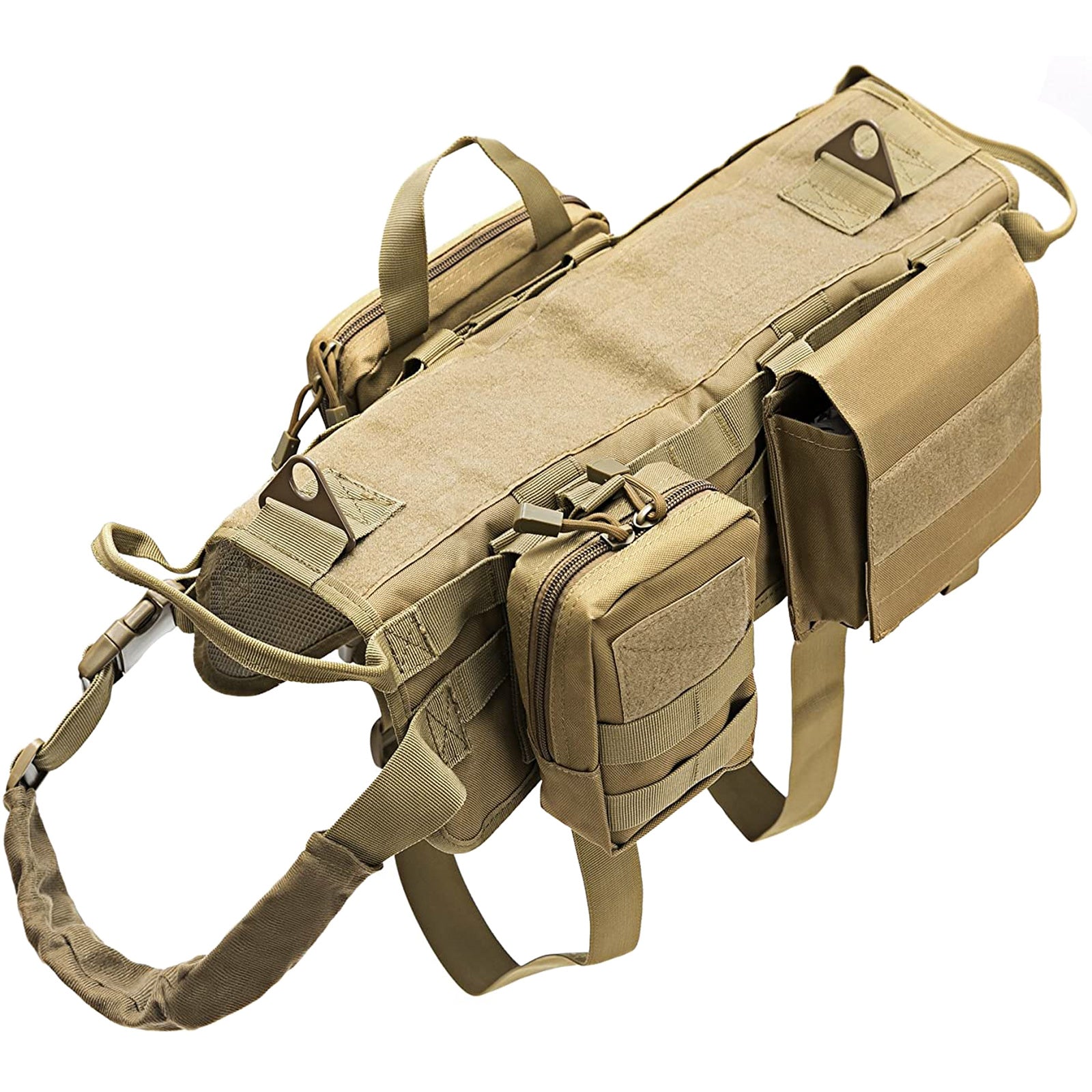 Tactical Dog Harness With Pouches; Adjustable Harness With 3 Detachable Pockets