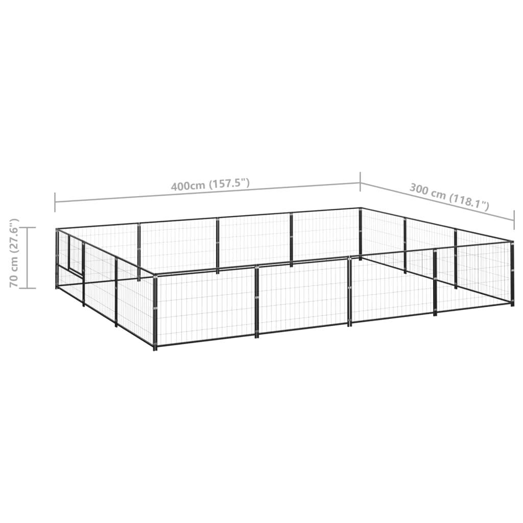 Dog Kennel Black 129.2 ft² Steel