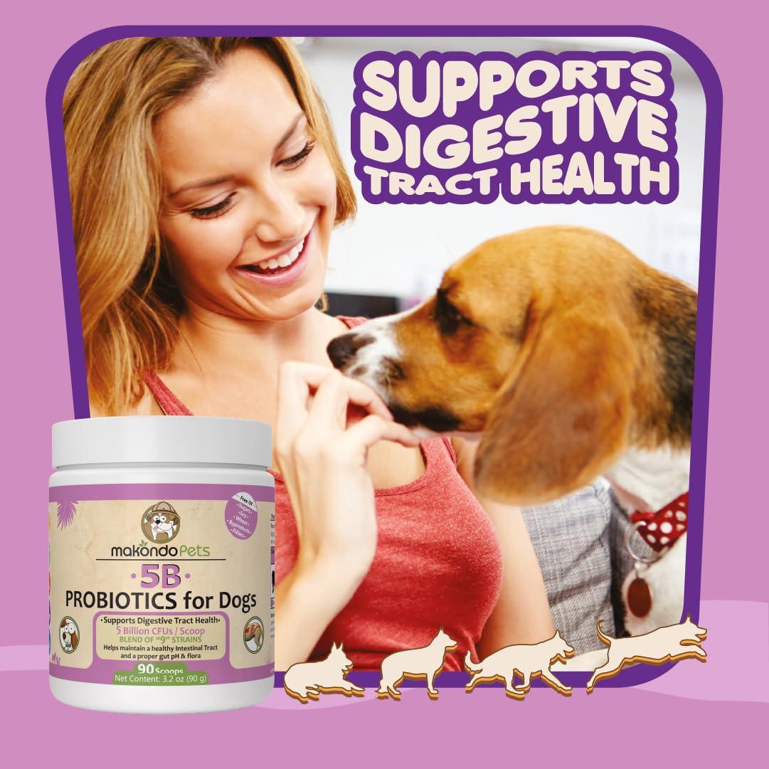 Probiotics for Dogs & Puppies Extra Strength 9 Species 5 Billion CFU per Scoop of Dog Probiotics and Digestive Enzymes for Dogs Support Fiber for Dogs  Dog Allergy Relief Powder Probiotic for Dogs