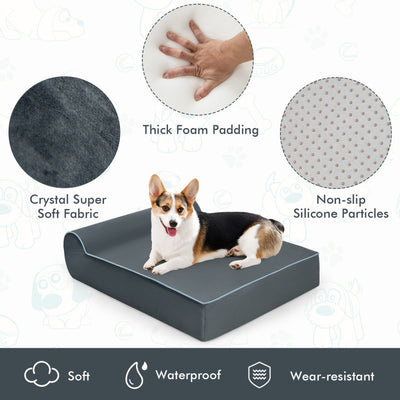 Orthopedic Dog Bed with Headrest and Removable Washable Cover